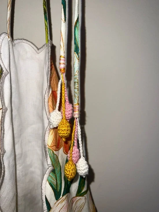 Farm Rio Guaragarden 100% Linen Halter Midi Dress Button Back Floral NWT Large - Picture 12 of 16